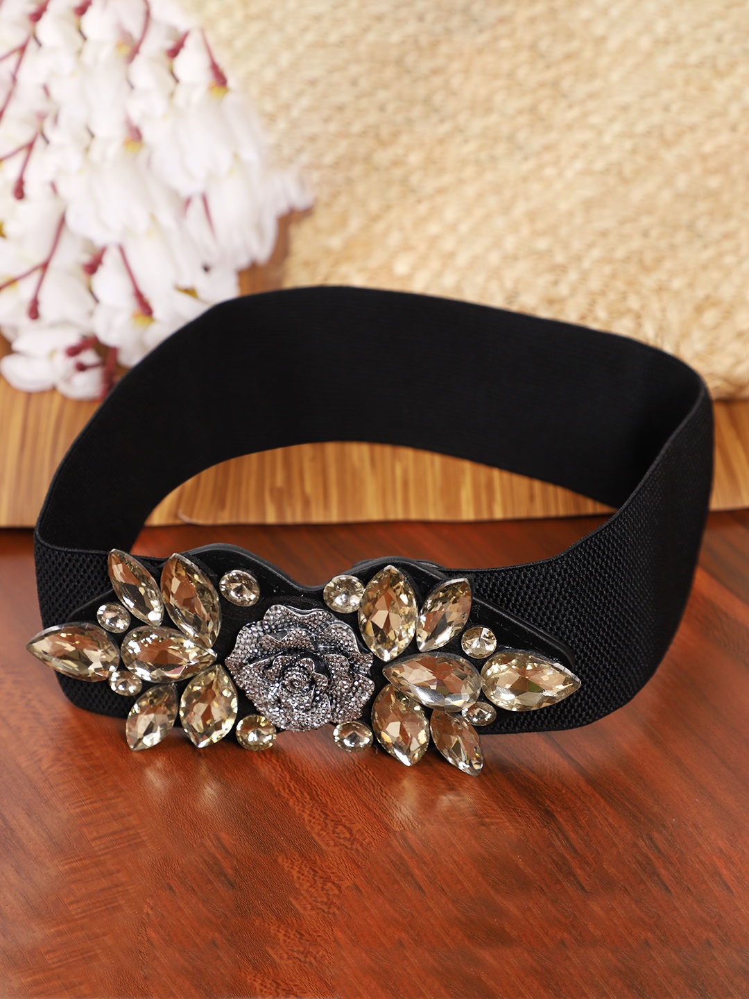 YouBella Women Fashion Jewellery Stylish and Trendy Design Stretchable Black Waist Belt  for Women and Girls